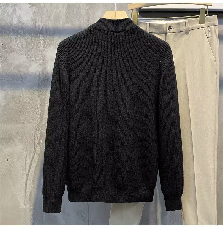 "Men's Double-Zip Knit Cardigan – Lightweight Spring & Autumn Layering (Greyish To 3XL, Business Casual)"_voghion.com