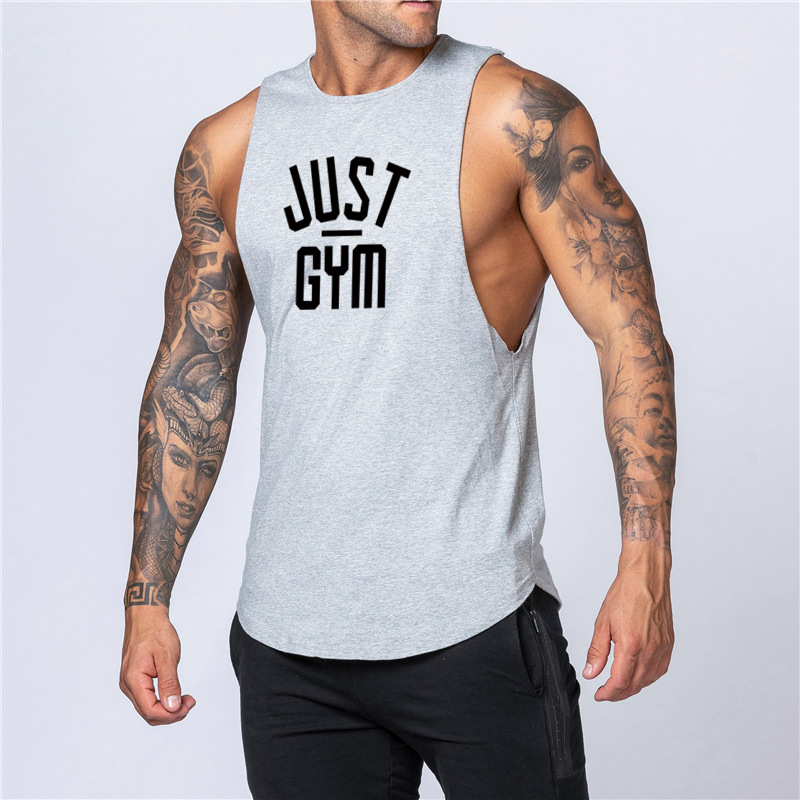 New Summer Loose Sweetheart Tank Top Men's Gym Men Letter Printing Fitness Sleeveless Tank Top Cotton_voghion.com