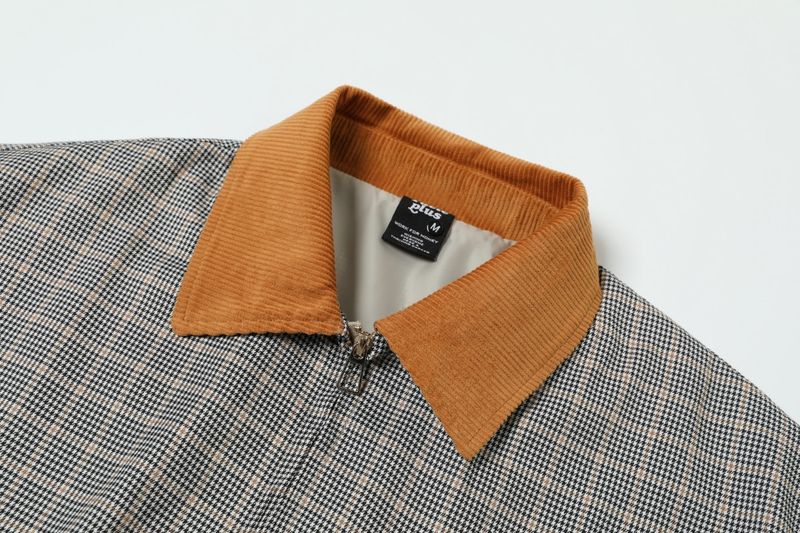 Eon Modish 25 Autumn New American Street Style Houndstooth Oversized Lapel Jacket_voghion.com