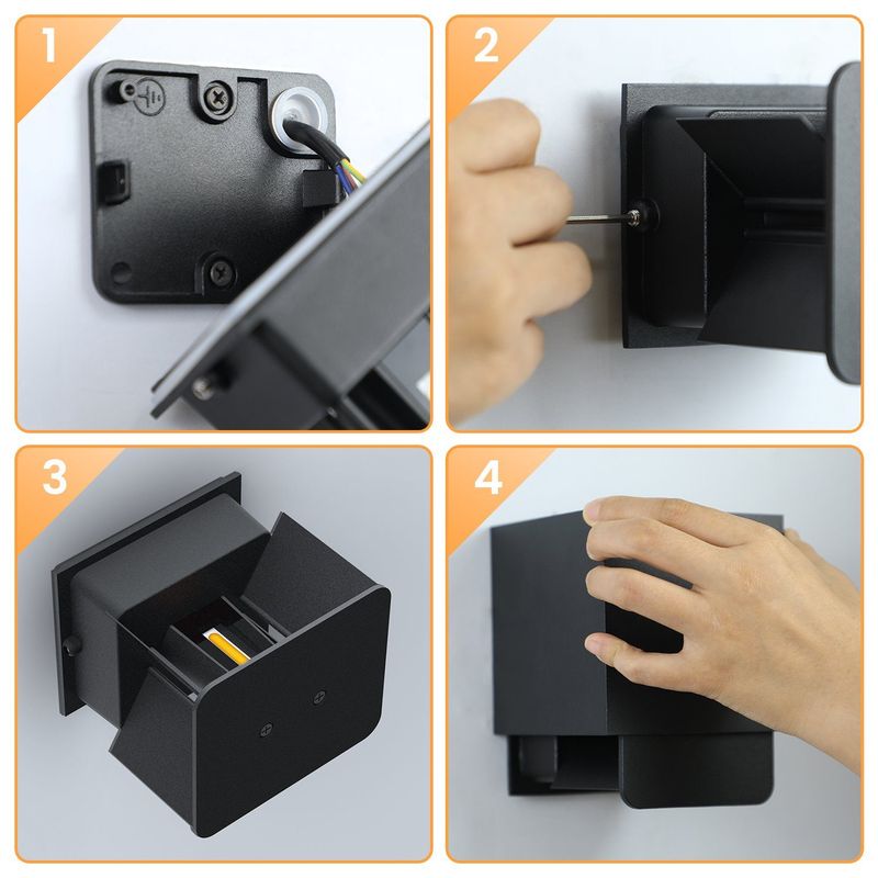 Glitzerlife LED Wandleuchte Schwarz Aussen Wandlampe - 2er Außenwandleuchte Innen Up Down Außenlampe Modern IP65 Wasserdicht Einstellbar Für Hauswand Wohnzimmer_voghion.com