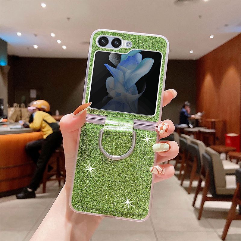 Applicable To Samsung ZFlip6 Mobile Phone Case Glitter Ring Holder ZFlip5 Folding Screen Protective Case Zflip4 Hard Case_voghion.com