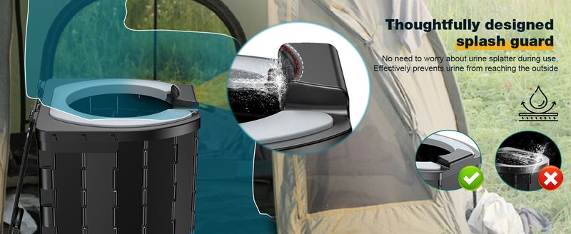 Camping Toilet - Upgraded soft toilet seat with urine Splash Guard, Folding Toilet with Detachable Paper Holder, Portable toilet with a load capacity_voghion.com