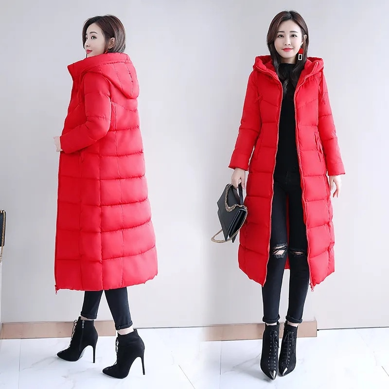 Abrigo de invierno largo y recto para mujer, chaquetas informales, Parka ajustada con capucha, prendas de vestir de moda de gran tamaño, talla grande 5XL, 2023_voghion.com