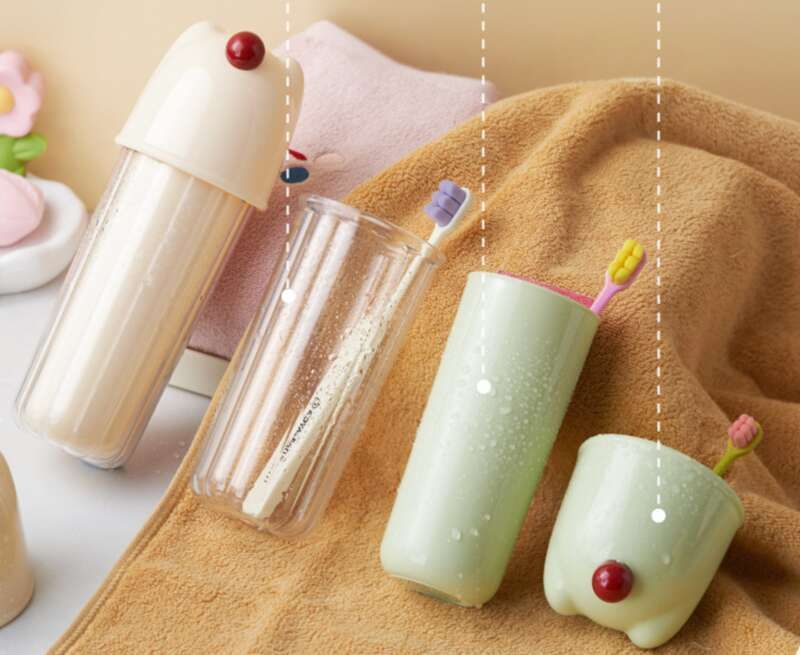 Three In One Travel Wash Home Brushing And Rinsing Portable Toothbrush Set, Cup, Jar, Dental Appliance Cup_voghion.com