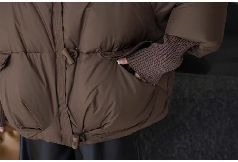 Stylish Winter Coat With Faux Fur Collar – Warm & Fluffy Short Puffer Jacket For Women, Loose Fit & Zip Closure, Perfect For Petite To Plus Size_voghion.com