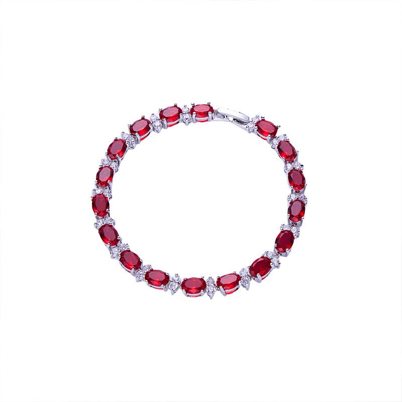 Nouveau bracelet géométrique ovale coloré en cristal de zircon, léger et exquis, pour une personnalité polyvalente_voghion.com