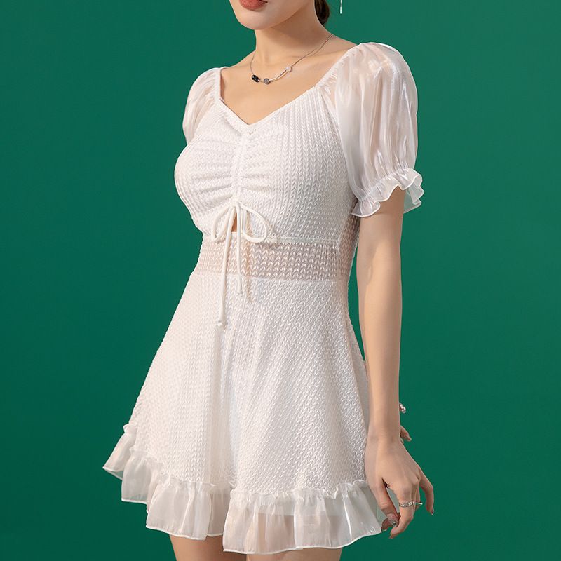 Maillot de bain une pièce conservateur pour femmes, slim, couleur unie, push-up, vacances aux sources chaudes, nouvelle collection 2025_voghion.com