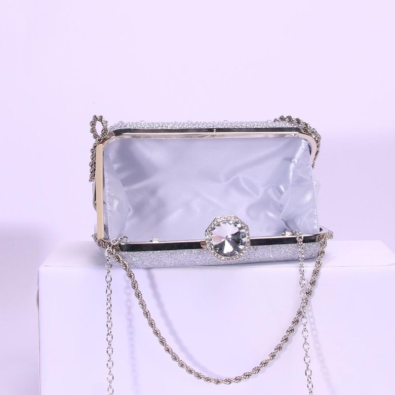 Elegante pochette da sera quadrata con strass e tracolla a catena per donna, perfetta per feste e serate fuori, borsa a mano quadrata con stella e diamanti, borsa da festa e cena_voghion.com