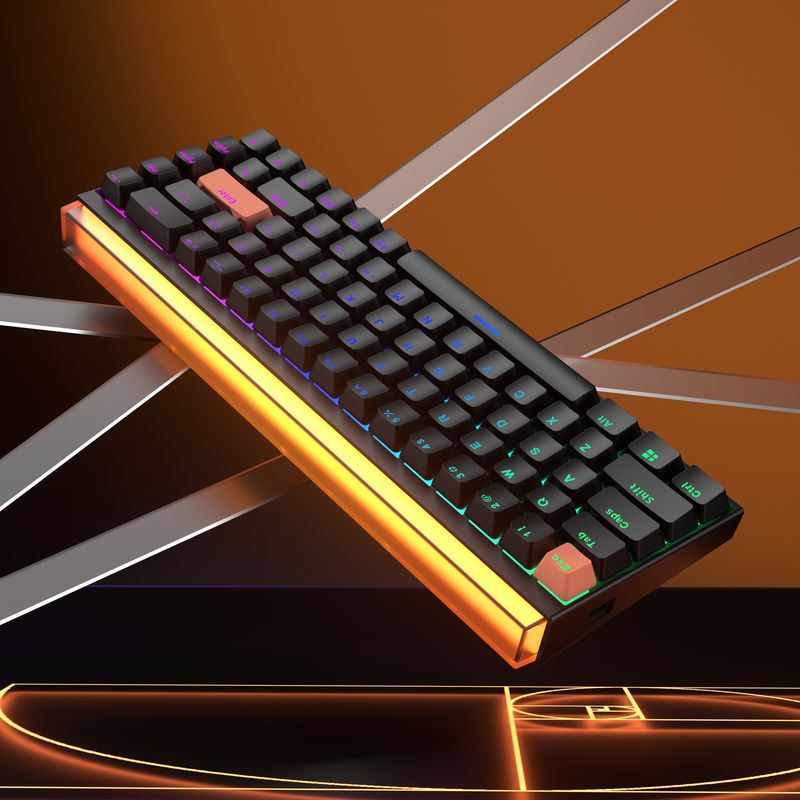 68-Key Mechanical Keyboard Gaming Custom Wired RGB Backlit Full-Key Rollover Dual-Color Injection Keys_voghion.com