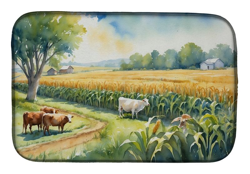 Cows By The Cornfield Dish Drying Mat Absorbent Dish Drying Mat Pad For Kitchen Counter Dish Drainer Mat For Countertop, 14 X 21", Multicolor_voghion.com