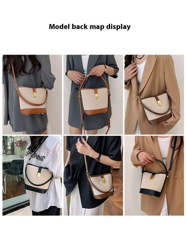 2024 nieuwe tas dames trendy en modieuze draagbare emmertas met klein ontwerp contrasterende kleur splitsen enkele schouder crossbody tas_voghion.com