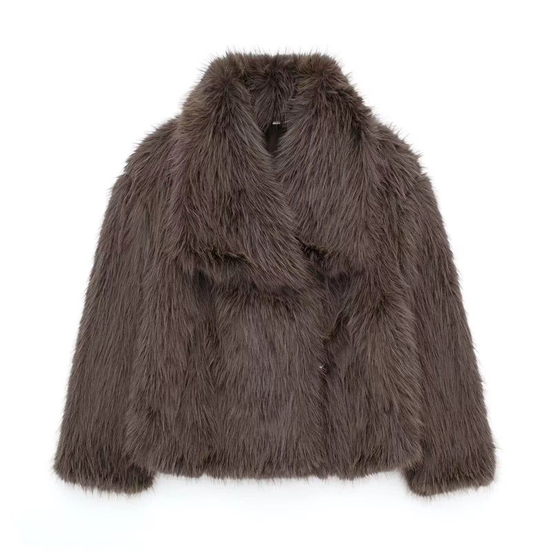 Giacca corta in pelliccia sintetica di lusso – Cappotto con collo importante (XS-XL, 10 colori di tendenza, versatilità dall'ufficio all'outdoor)_voghion.com