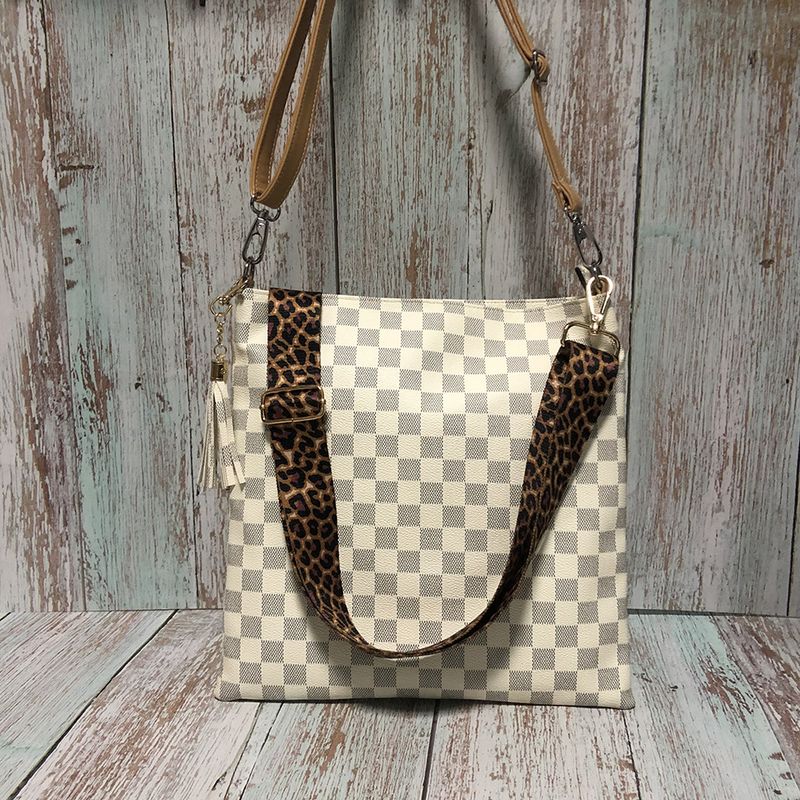 Sac à bandoulière léopard noir, sac à bandoulière en toile verticale avec fermeture éclair et tournesol pour femmes, sac d'étudiant_voghion.com