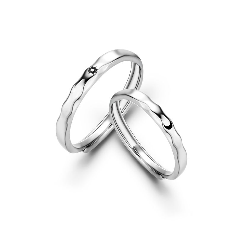 2025 Nuovi arrivi 2 pezzi Sole Luna amanti coppia anelli per donne uomini argento placcato regolabile anello aperto matrimonio San Valentino gioielli_voghion.com