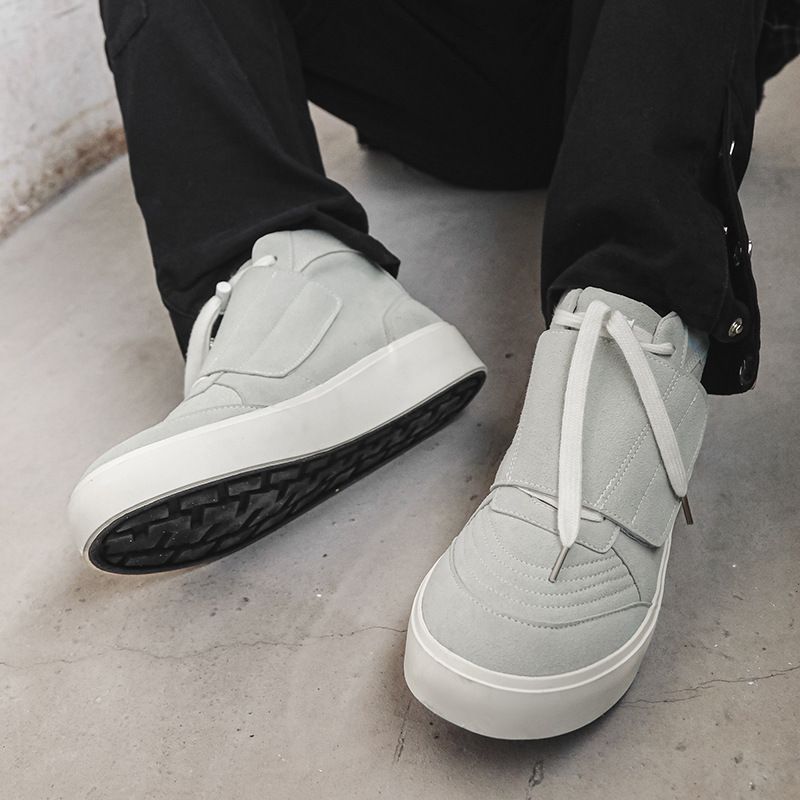 Unbeatable Quality Men's Spring Suede Popular Trendy Niche Design High Top Velcro Strap Vulcanized Board Shoes Men_voghion.com