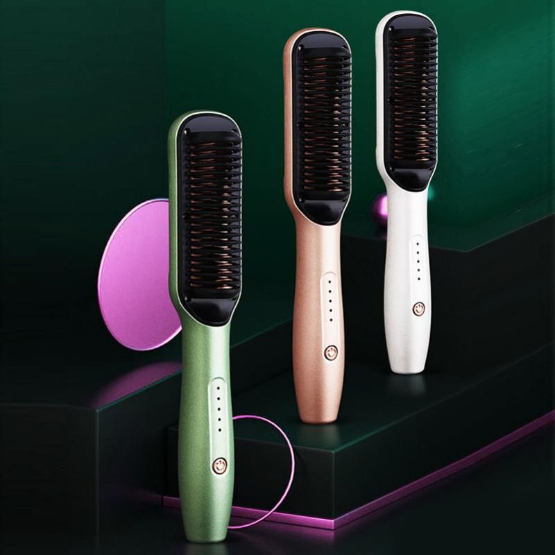 Piastra per capelli in ferro con spazzola elettrica calda in ceramica_voghion.com