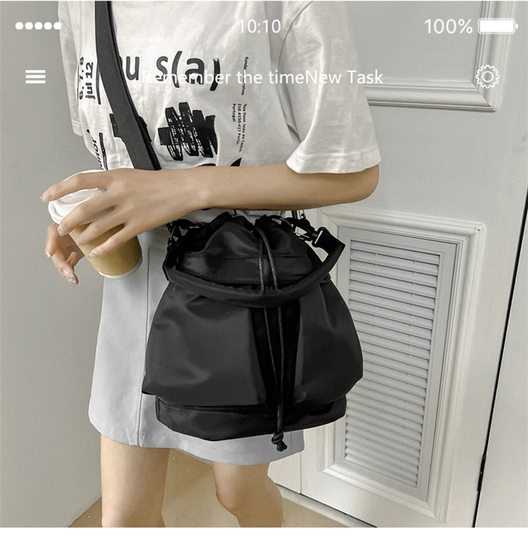 Eenzel Schëller-Crossbody-Täsch, Casual Schnürpäck, Liichtgewiicht Handtasche mat grousser Kapazitéit, Nylon-Eemertasch fir Fraen_voghion.com