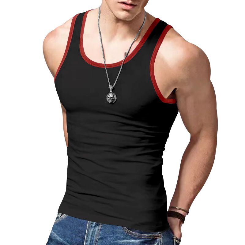 2024 New Trendy Straddle Sports Casual Men's Summer Bottom Multi Color Sweatshirt Tank Top_voghion.com