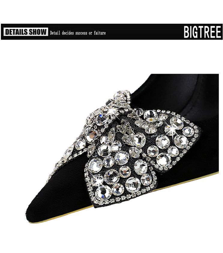 9511-H29 Bankett Dünne Ultra High Heels, Wildleder, Flache Öffnung, Spitze Wasser Diamant Schleife, Einzelne Schuhe Für Frauen_voghion.com