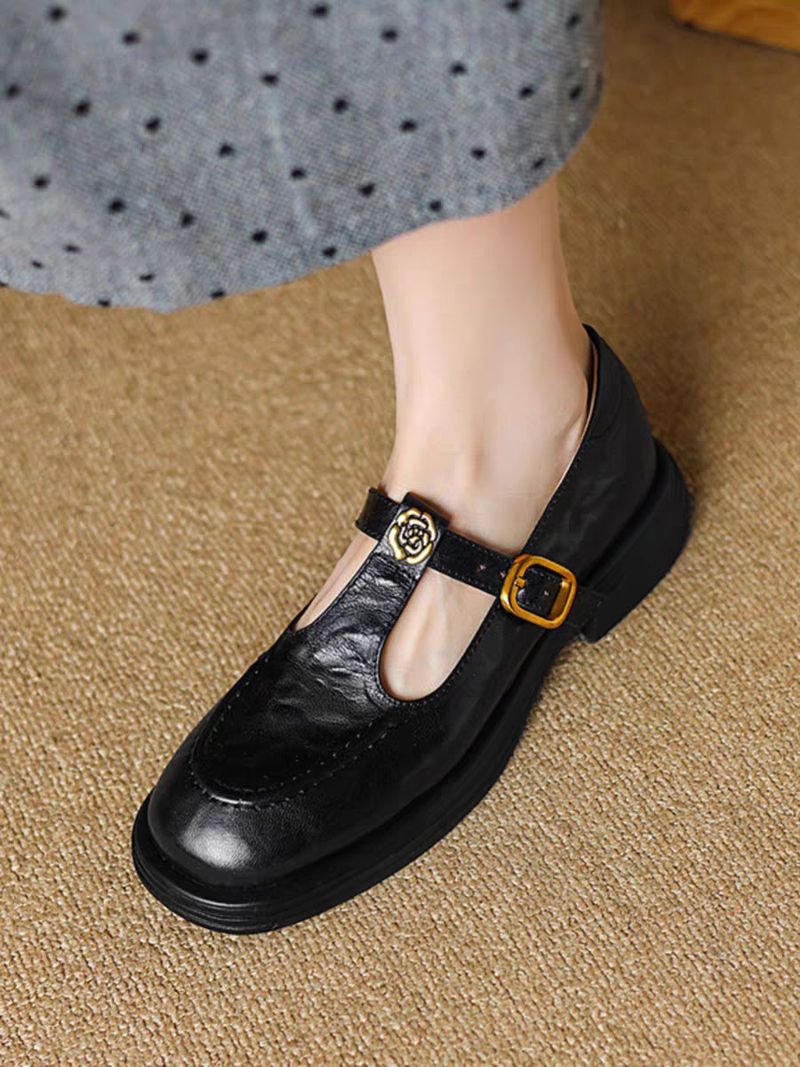 ShoeVault ShoeVault French Retro Style Low Heel Mary Jane For Women 2025 New Spring And Autumn Camellia Large Size Women's Shoes 35-42_voghion.com