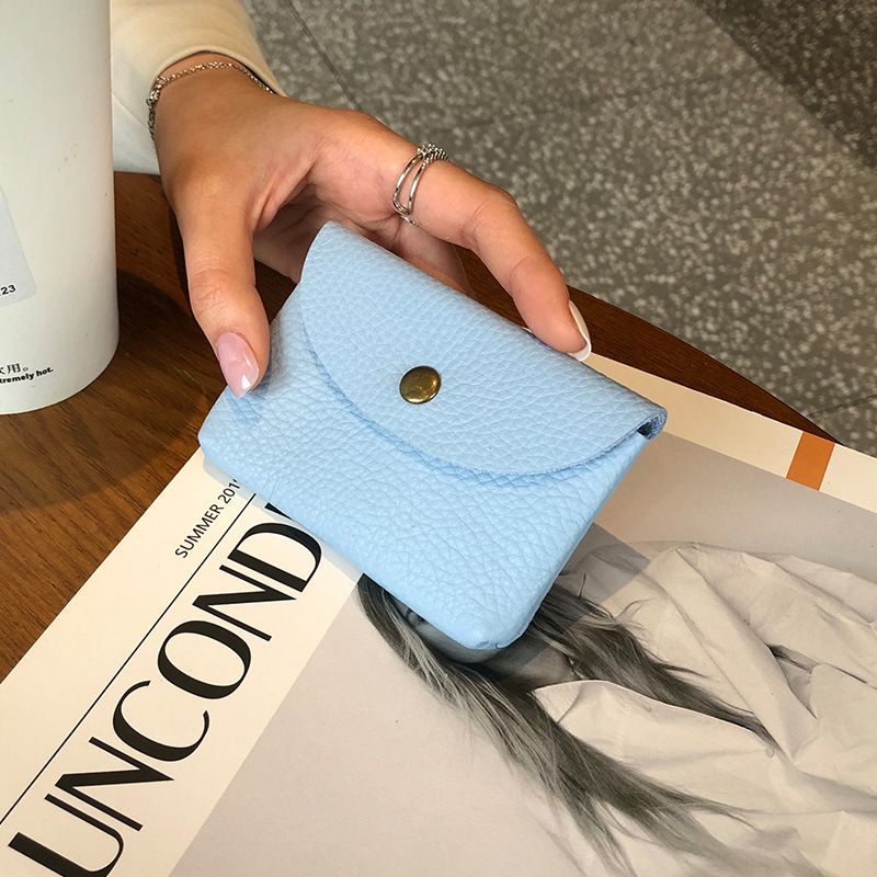 Nuovo stile di borsa per donna, morbida pelle di vacchetta, porta carte compatto, semplice porta monete con fibbia, piccola custodia portaoggetti_voghion.com