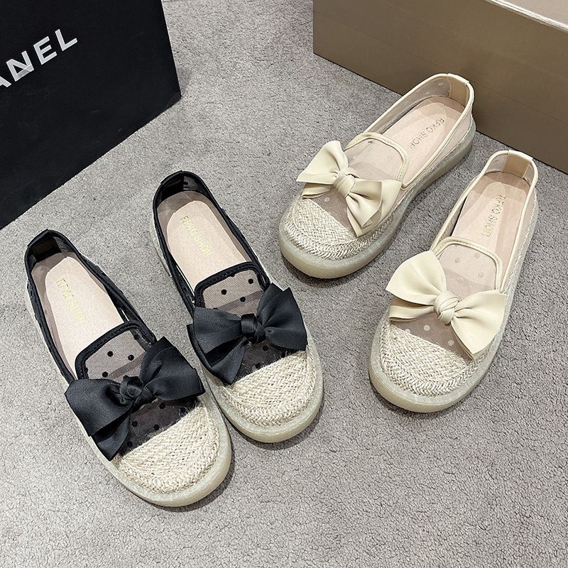 Single Shoes Women's Spring One-pedal Flat Shoes Loafer Fisherman Shoes Thick-soled Breathable Mesh Beanie Shoes_voghion.com