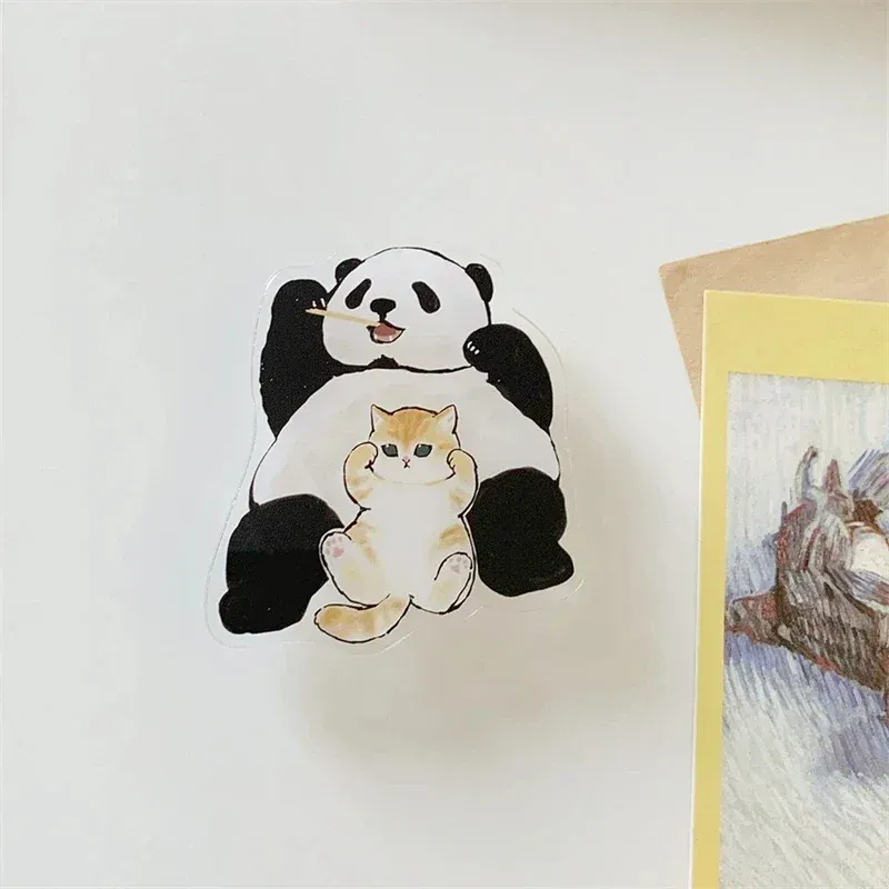 Suporte de telefone de acrílico fofo 3D Cat Panda Griptok para iPhone 16 15 Samsung Korean Kitten Grip Tok Suporte de dedo dobrável Soquete_voghion.com