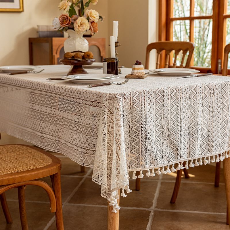 Ins Style Hollow Lace Tablecloth Pastoral Light Luxury Photo Background Cloth High Grade Tablecloth_voghion.com