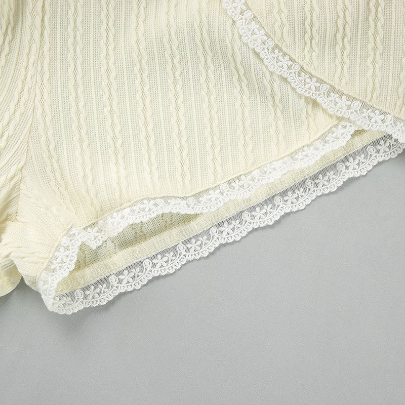 Nuovo set estivo da donna con canotta, pantaloncini e pigiama in maglia bianca, due pezzi_voghion.com