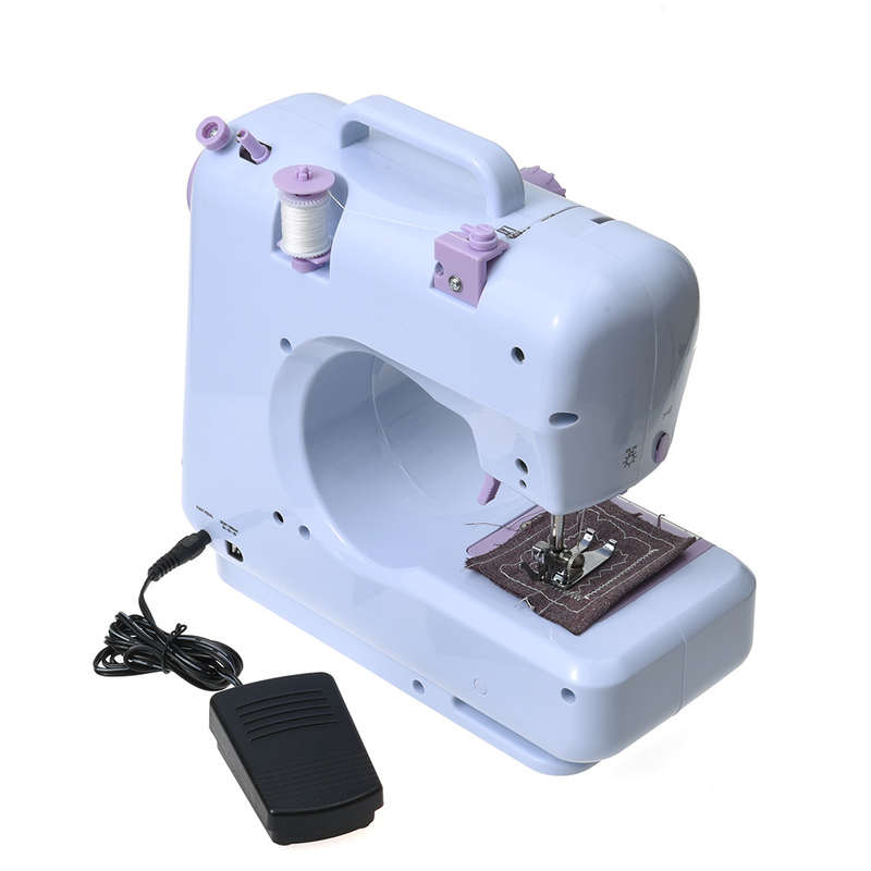 Inne máquina de costura portátil mini elétrica doméstica artesanato remendo overlock 12 pontos com pedal de mesa iniciantes_voghion.com
