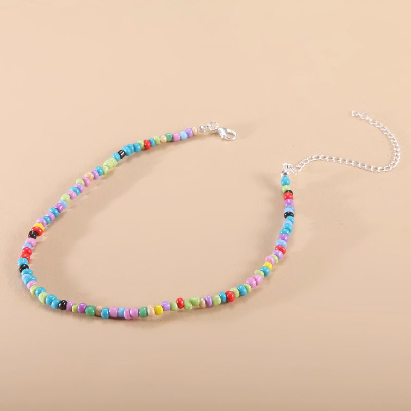 Collier ras du cou simple en perles de rocaille pour femme, breloque colorée faite à la main, style bohème, été_voghion.com