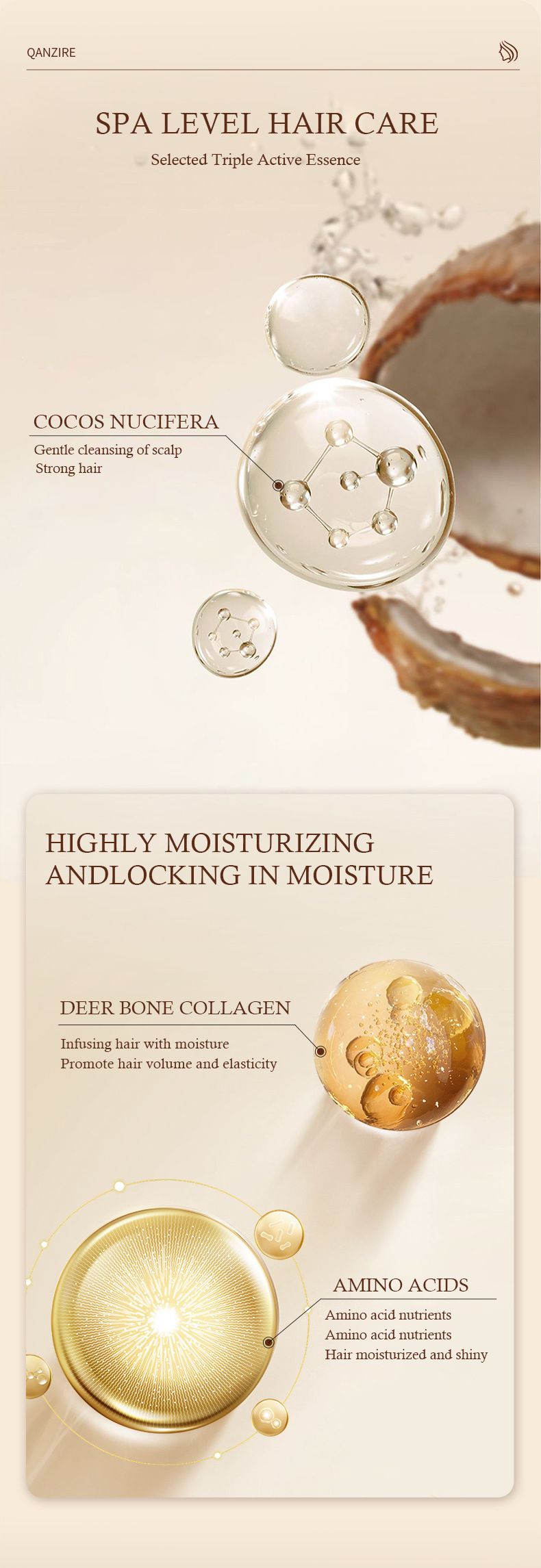 Masque capillaire hydratant et nutritif à la noix de coco Après-shampoing doux pour cheveux crépus Film inversé Crème à l'huile cuite au four_voghion.com