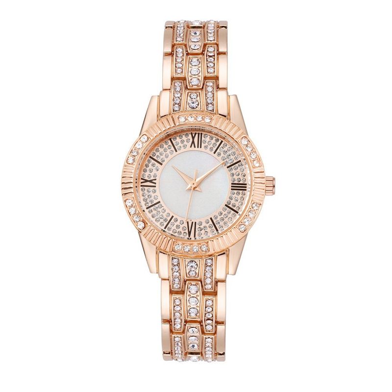 Diamanten besëtzt Damen réimesche Stol Rimm Luxus Moud Kaddoskëscht Auer Bracelet zweedeeleg Quartz Auer_voghion.com