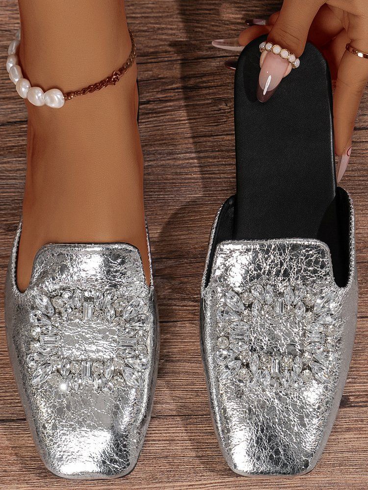 Damenschuhe Neue Sommerschuhe Quadratischer Kopf Pantoletten Sandalen Halbe Unterstützung Einzelschuhe Geschlossener Kopf Halbe Hausschuhe Damen Sommer Outdoor Wear_voghion.com