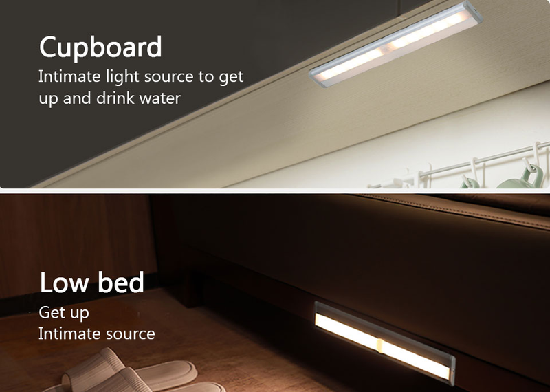 10 diod LED czujnik ruchu PIR bezprzewodowa lampka nocna LED oświetlenie podszafkowe LED na klatkę schodową szafa alejek dekoracyjna lampka nocna_voghion.com