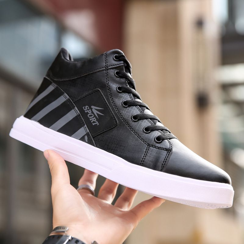Men's Casual High-Top Sneakers With Lace-Up Design, Breathable PU Upper & Durable Rubber Sole For Running, Walking & Daily Wear (Sizes 39-48)_voghion.com