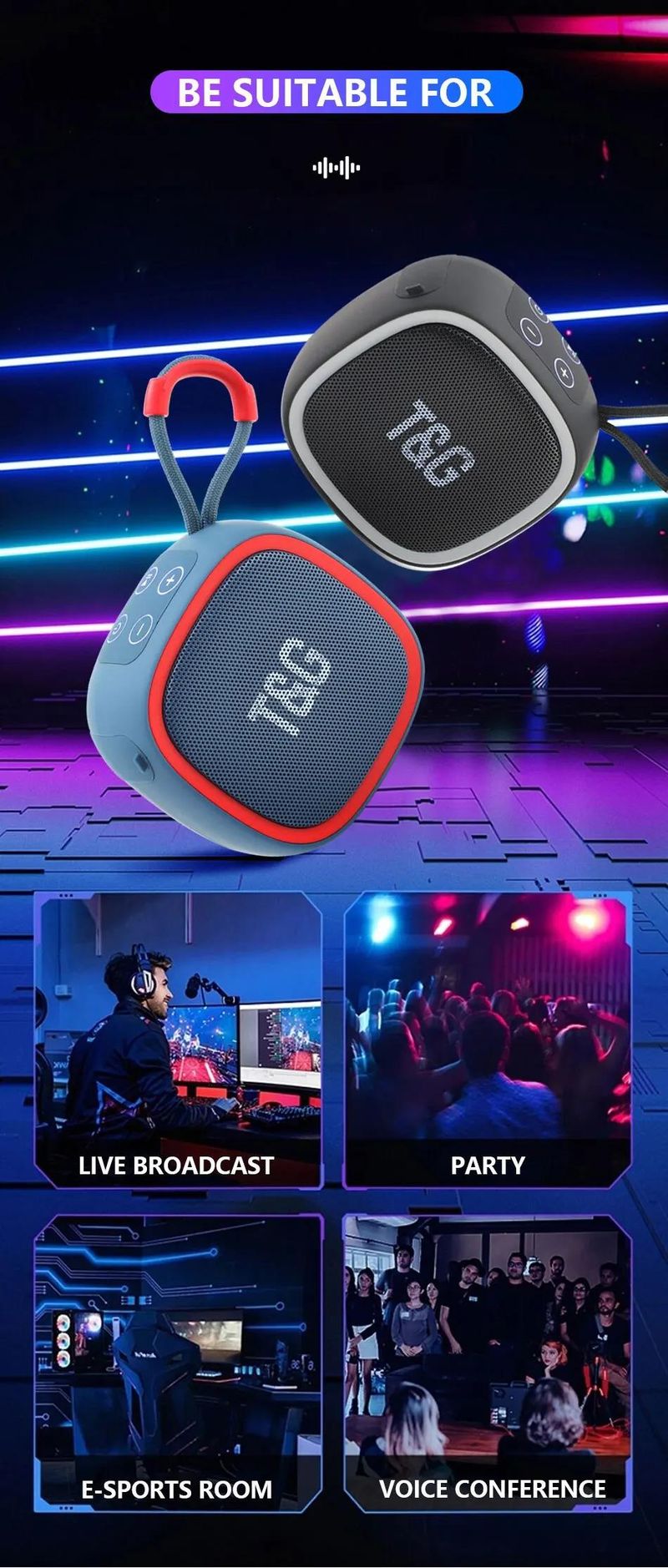 Draagbare Bluetooth-luidspreker, geluidsbox, draadloze radio, FM-muziek, mini, kleine Bocina Coluna, kolom-pc, Blootooth Acoustics_voghion.com