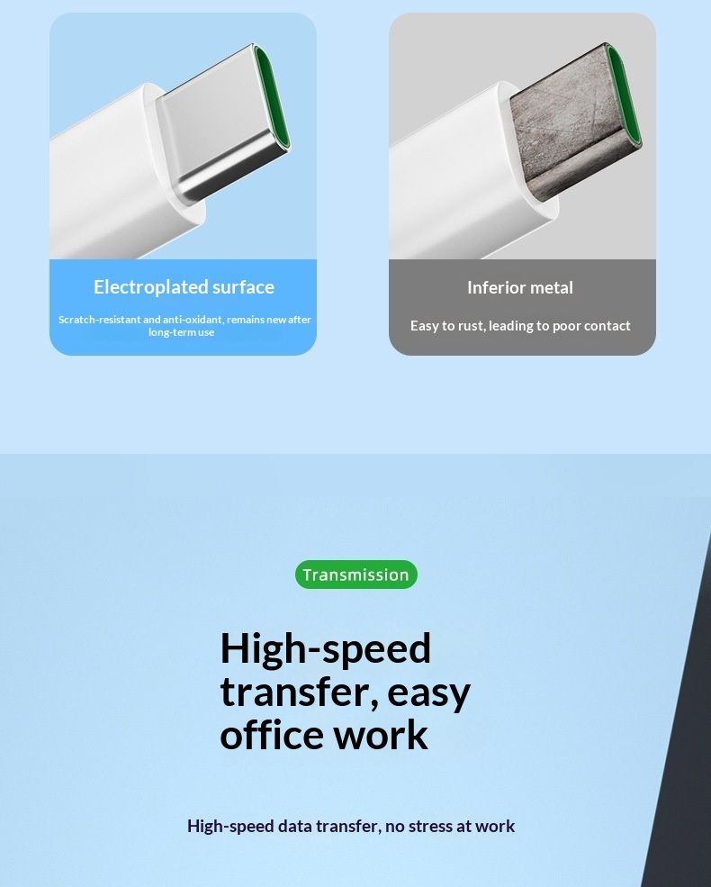 Câble de charge rapide Digitex compatible OPPO Type-C R17pro Reno FindX 65 W, port vert_voghion.com