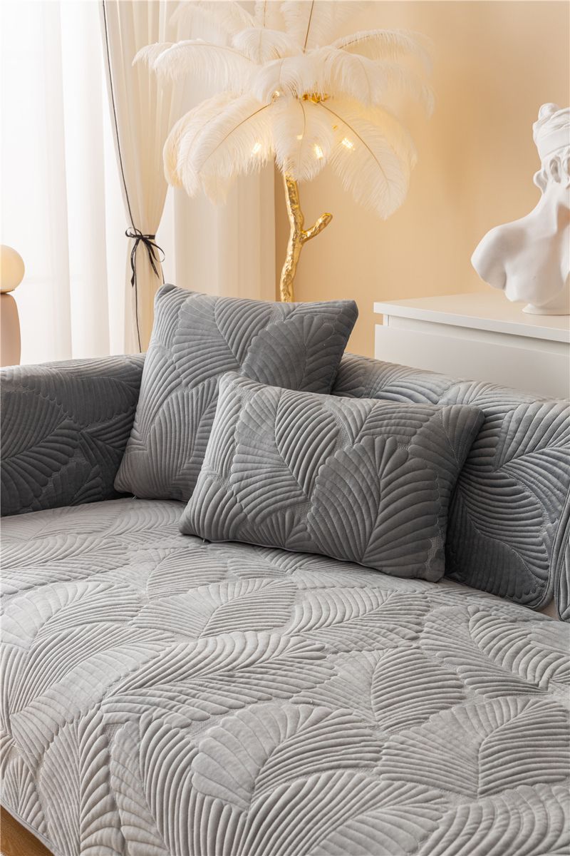 Autumn and winter style ultra soft solid color plush banana leaf sofa cushion modern simple double sofa cushion cloth factory direct sales_voghion.com