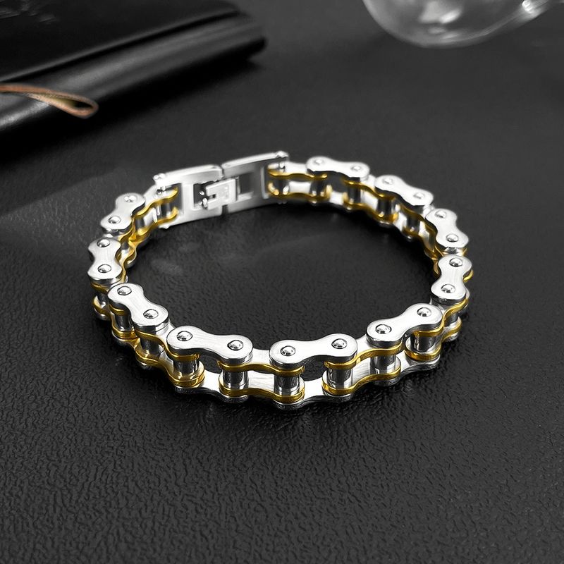 Pulseras de joyería para hombre, pulseras de acero de titanio para hombre, pulseras con personalidad rockera, cadenas de motocicleta, pulseras de bicicleta_voghion.com