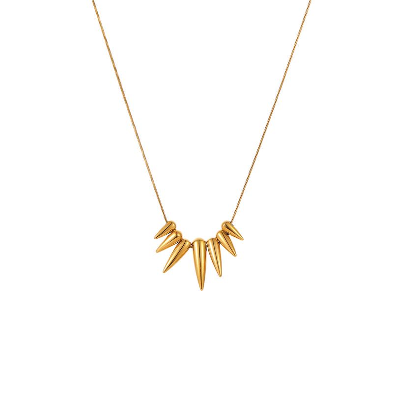 Gargantilla punk de acero inoxidable con forma de bala geométrica para mujer - Cadena minimalista en capas para uso casual y de oficina (dorado/plateado)_voghion.com