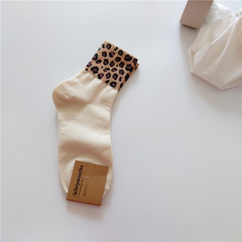 South Korea imported kikiyasocks spring, autumn and winter women's leopard print mid-calf cotton socks W-C-046_voghion.com