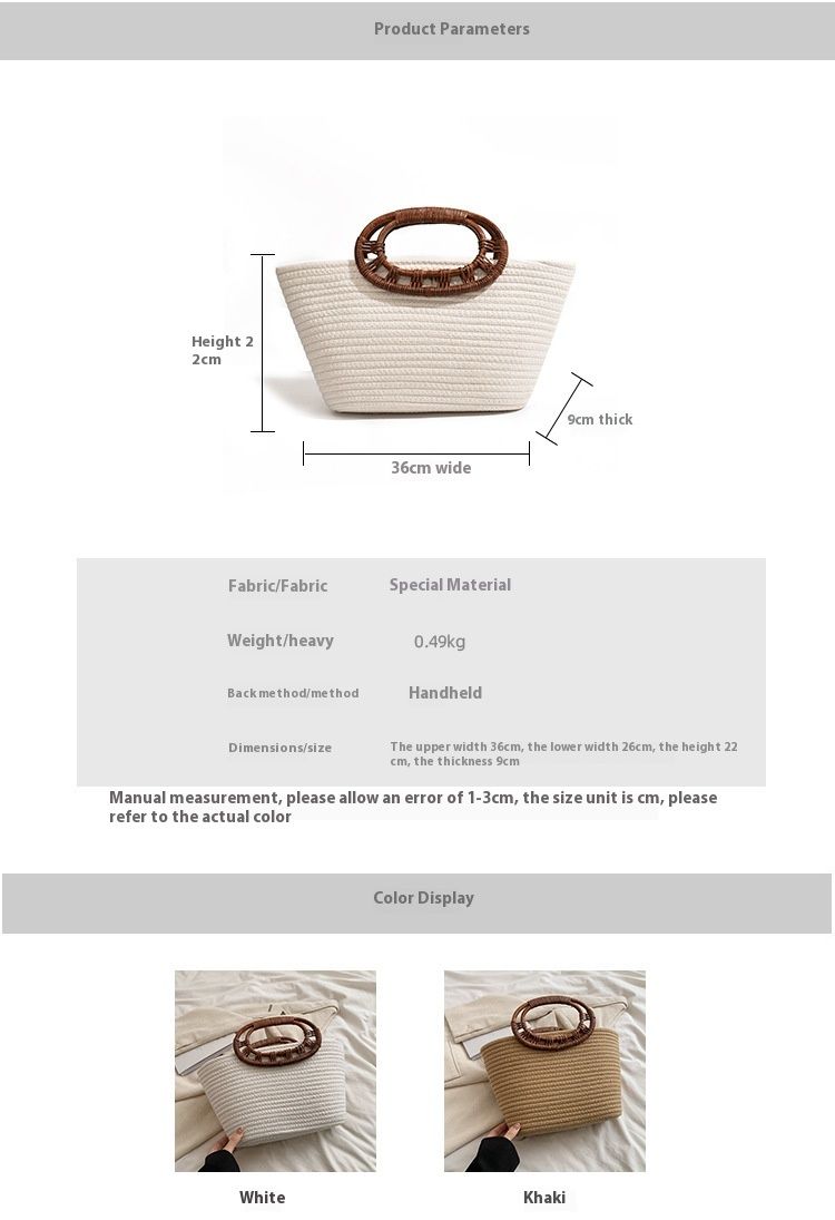 Ny nischdesignad handväska med stor kapacitet, minimalistisk och elegant vävd tygväska för kvinnor med strandgräs_voghion.com