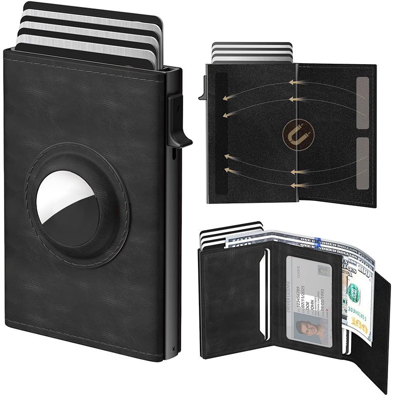 Microfiber Oil Wax Men's Wallet Tri-fold Rfid Anti-theft Brush Automatic Pop-up Card Bag_voghion.com
