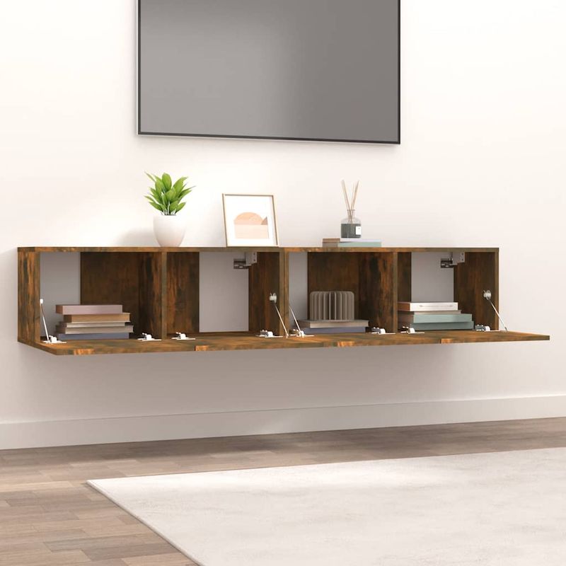 TV-Schränke 2 Stk. Räuchereiche 80x30x30 cm Holzwerkstoff_voghion.com