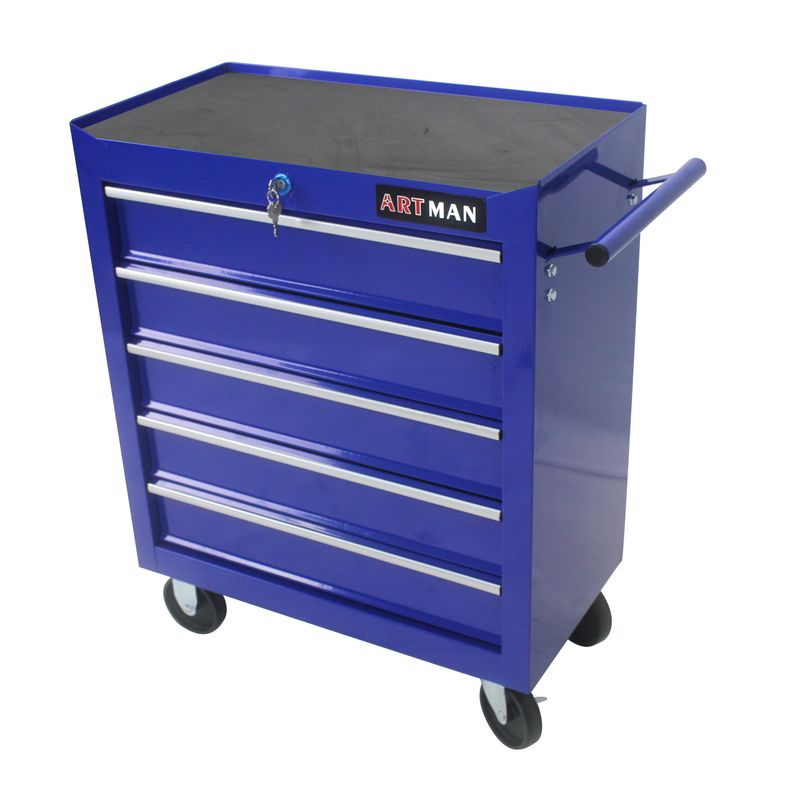 5 Drawer Tool Chest, Tool Storage Cabinet For Garage Storage With 4 Wheels And Locking System, BLUE_voghion.com