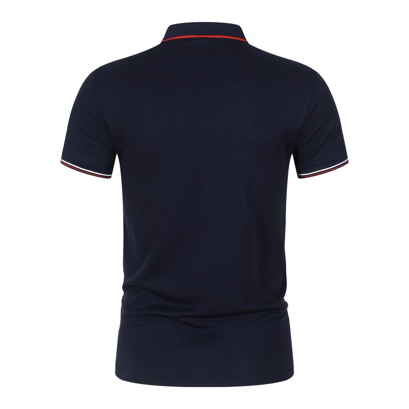 QFV507045555501<2 2024 New Cross-Border Solid Color Men's Polo Shirt Large Size Plain Stand Collar T-Shirt European And American Loose_voghion.com