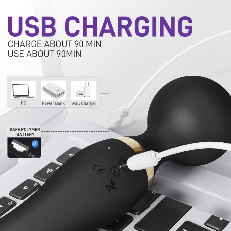 Vibratore AV Magic Wand da 20 velocità per donne, stimolatore del clitoride e del capezzolo, massaggiatore del punto G per l'erotismo femminile_voghion.com