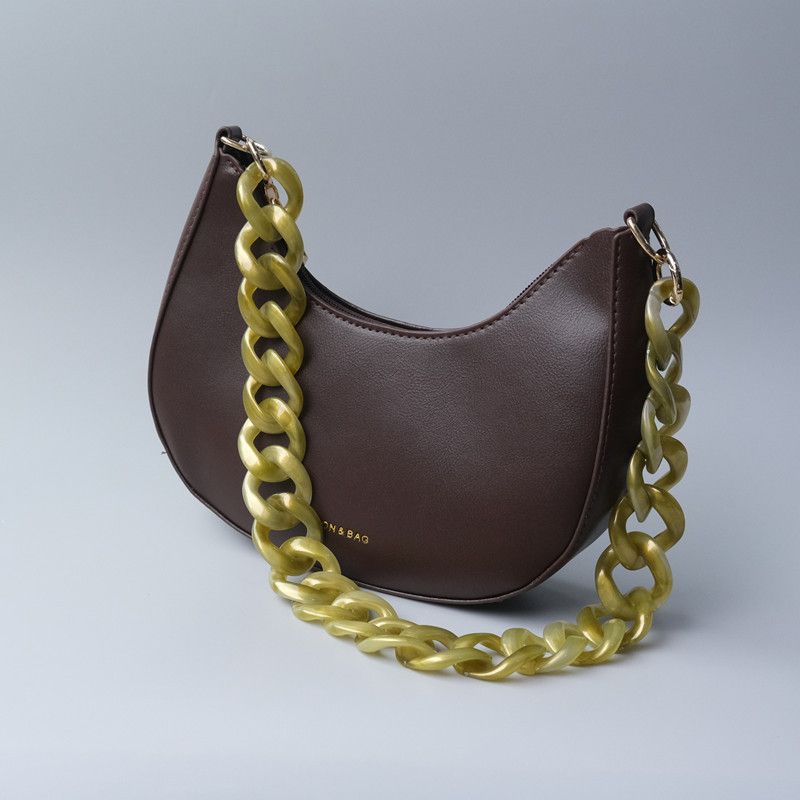 Vintage Gold Pulver Pailletten Acryl Harz Farbe-Block Handgemachte Abnehmbare Dicke Tasche Dekoration Kette_voghion.com