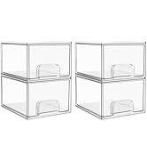 Vtopmart 4-teilige transparente stapelbare Schublade, 4,4 Zoll hohe Acryl-Badezimmer-Make-up-Box, Kunststoffbox geeignet für_voghion.com